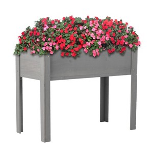 WELLFOR Rectangular Wood Outdoor Garden Bed Gray 20"x40" - 1 of 4