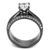 Slickblue Women’s Stainless Steel Ring, Clear CZ Center Stone, Pave Fashion Ring, Light Black, Sizes 5-10 - 3 of 4