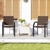 Costway Stacking Wicker Chairs Set of 2 with Acacia Wood Armrests & Metal Frame, Outdoor - 2 of 4