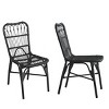 PE Wicker Patio Accent Chair Set Of 2,Modern Armless Chair With Petal-shaped Back,Patio Chairs Wicker,Outdoor Furniture -Maison Boucle - 3 of 4