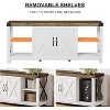 Jojoka 60 Inch TV Stand for TVs up to 65 Inches Eco-Friendly Particle Board with Metal Frame X-Shaped Sides and Adjustable Shelves - 3 of 4