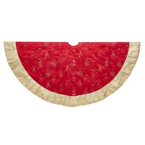 Kurt Adler 60" Red and Gold Ornament Tree Skirt - 1 of 3