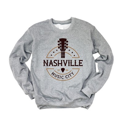 Simply Sage Market Women's Graphic Sweatshirt Nashville Music City Guitar