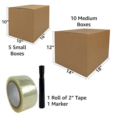 Economy 15-Piece Brown Cardboard Moving Box Kit with Supplies