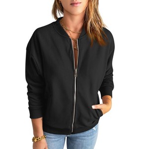 Imily Bela Womens Casual Loose Zip Up Long Sleeve Sweatshirt Jacket with Pockets Outerwear - 1 of 4