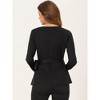 Allegra K Women's Elegant V-Neck Long Sleeves Tie Waist Knit Casual Wrap Peplum Blouse - 3 of 4