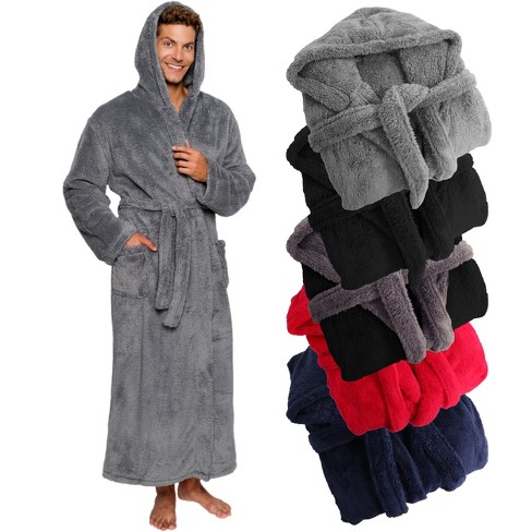 Mens Robe Hooded Wrap Style - Mid Length Plush Fleece Bathrobe by Ross  Michaels : : Clothing, Shoes & Accessories