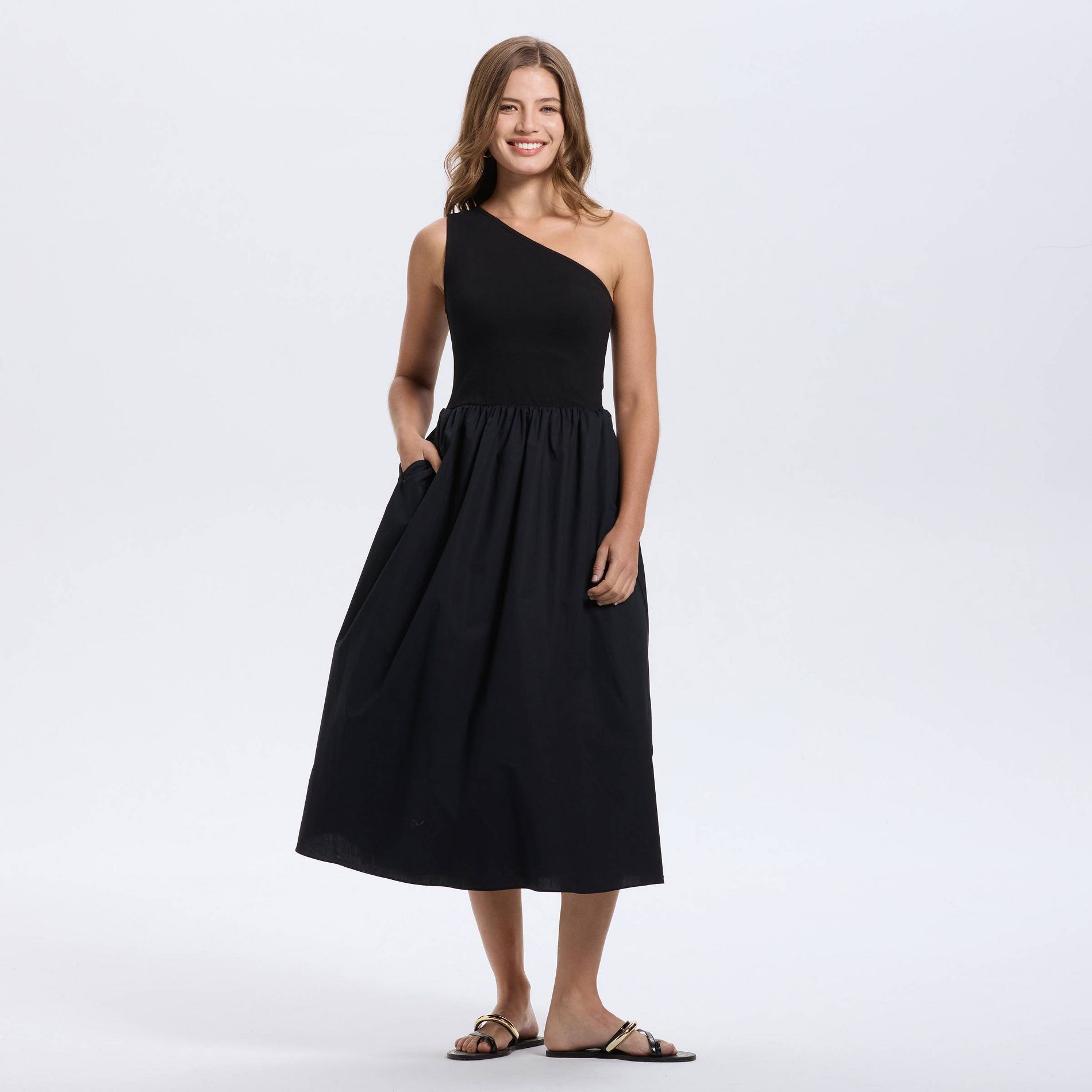 Women's Off the Shoulder Midi A-Line Dress - A New Day™