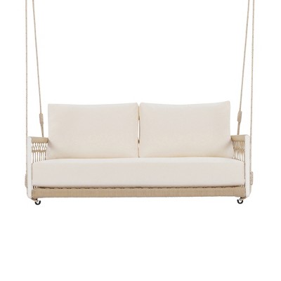 Chery Life 1-Piece Woven Rope Outdoor Swing Sofa with Soft Cushions Seating 2 for Patio, Courtyard and Balcony