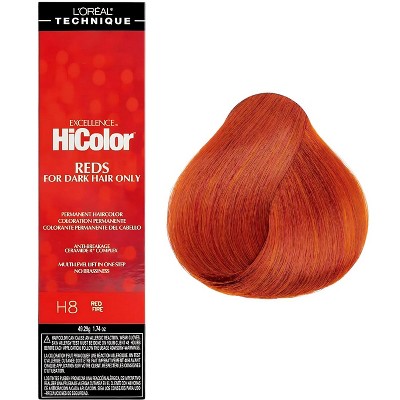 L'oreal Tecnique HiColor Reds for Dark Hair Only (#H8 RED FIRE) Loreal HighColor Permanent Dye High Color