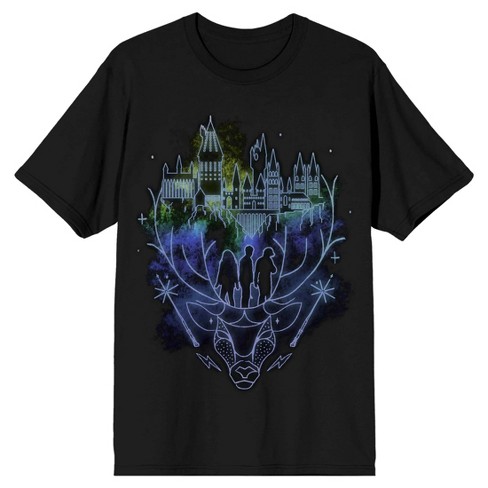 Harry Potter Hogwarts Patronus Line Art Men's Black T-shirt-large