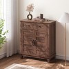 Farmhouse Storage Cabine 3-Tiers Adjustable Shelf with 7 Gears, Rustic Kitchen & Dining Room Organizer - 3 of 4