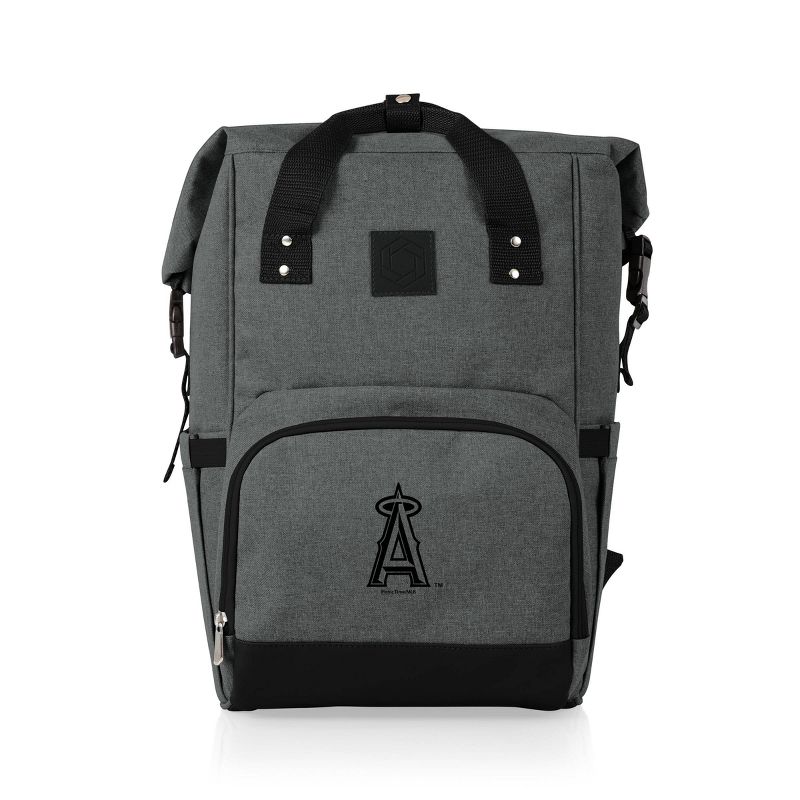 MLB Los Angeles Angels On The Go Roll-Top Cooler Backpack - Heathered Gray, 1 of 10