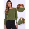 INSPIRE CHIC Women's Casual Crew Neck Long Sleeve Button Down Tops - 2 of 4