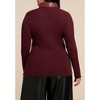 ELOQUII Faux Leather Detail Sweater - 3 of 4