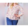 Women's Watercolor Floral Ruffle Top - Sugarfox 2X - 4 of 4