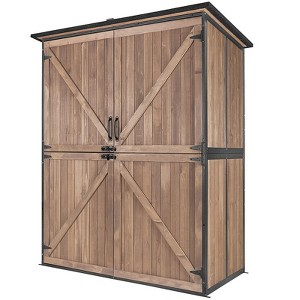 Aivituvin Wooden Garden Shed with Metal Frame | Adjustable Shelf for Outdoor Storage-AIR98/99 - 1 of 4