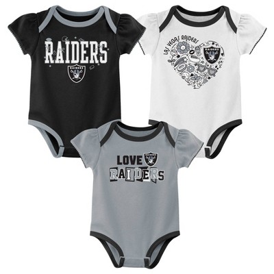 Image of NFL Las Vegas Raiders Infant Girls' 3pk White Bodysuit - 3-6M
