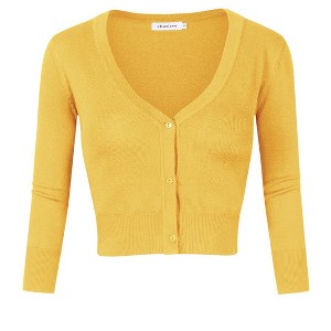 Clearlove Women's Cropped Bolero Cardigan – 3/4 Sleeve V-Neck Basic Classic Casual Button Down Knit Soft Sweater Top - 1 of 4