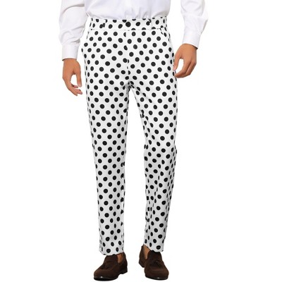 INSPIRE CHIC Men's Regular Fit Flat Front Polka Dots Printed Pants