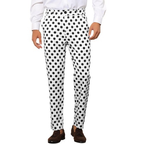 Lars Amadeus Men's Regular Fit Flat Front Polka Dots Printed Pants - image 1 of 4