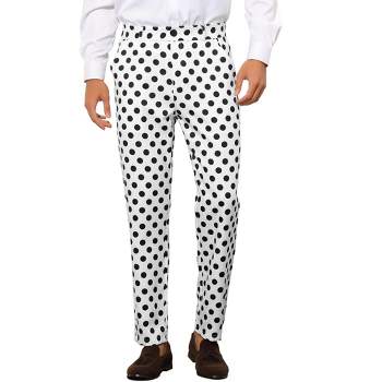 Lars Amadeus Men's Regular Fit Flat Front Polka Dots Printed Pants