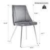 Modern Grey Velvet Dining Chairs , Fabric Accent Upholstered Chairs Side Chair with chrome Legs for Home Furniture Living Room Bedroom (set of 4) - 4 of 4