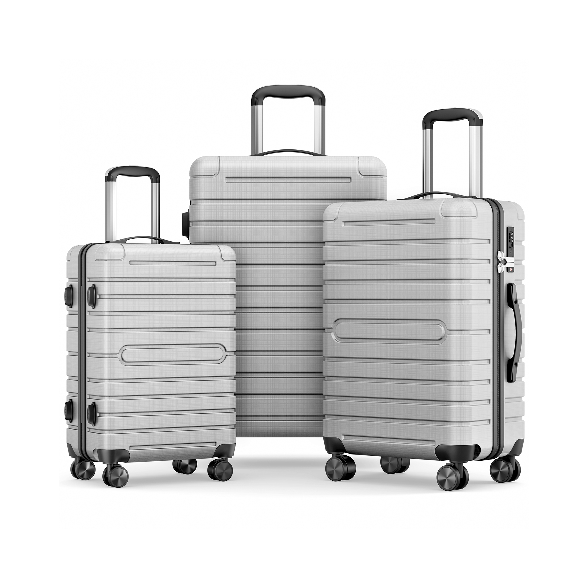 3 Piece Suitcase Set Hardside Luggage with Spinner Wheels TSA Locks ABS PC Construction 20 24 28 Inch for Vacation Travel