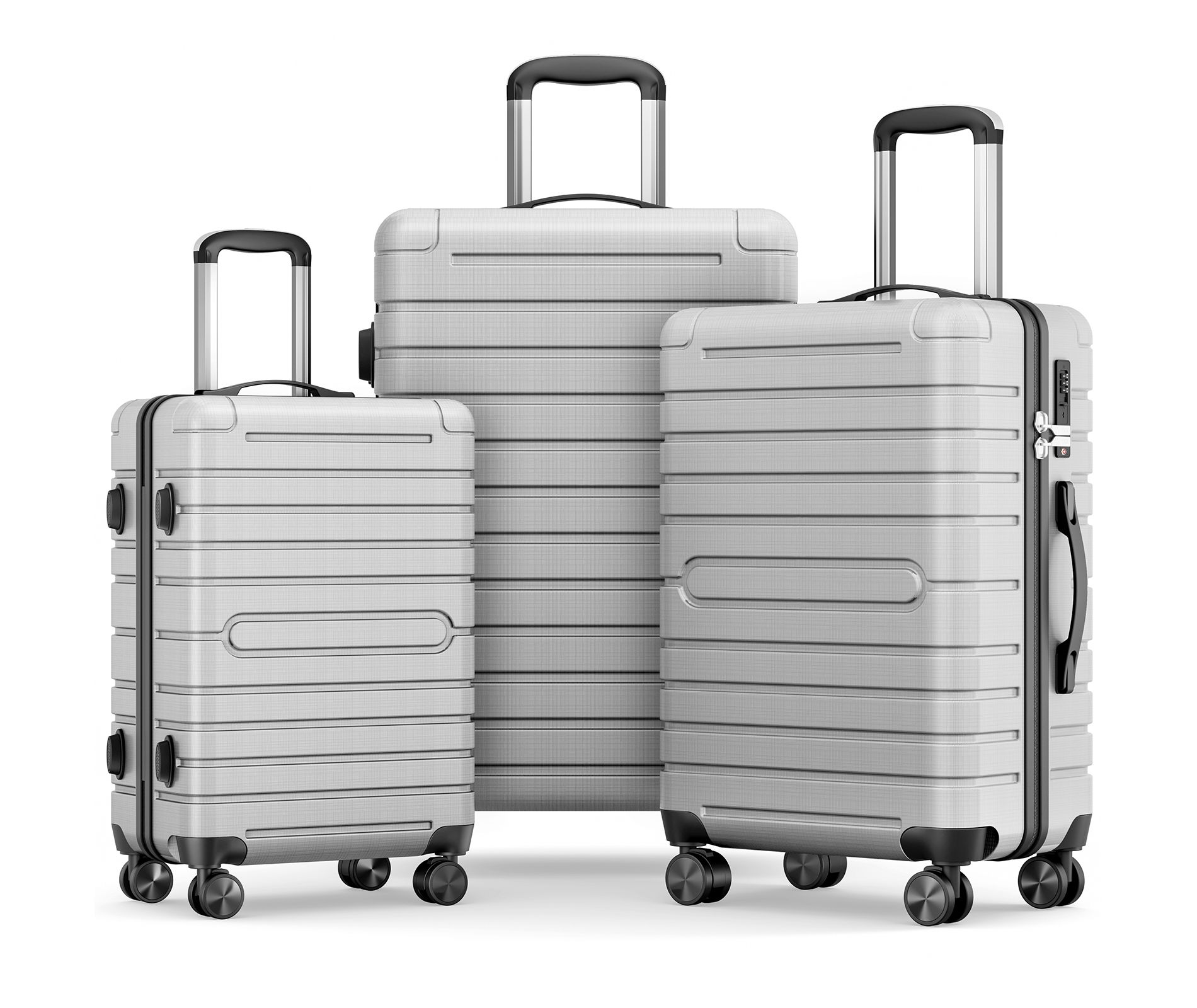 SKONYON 3 Piece Hardside Luggage Set with Spinner Wheels, TSA Locks, Lightweight ABS+PC Suitcases (20"/24"/28") for Travel, Business, Family Trips
