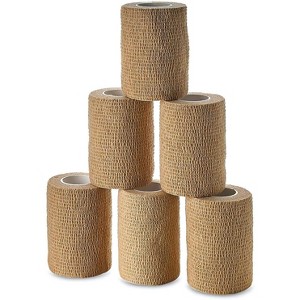 Self Adherent Wrap Bulk Pack of 6, 3"x5 Yards Elastic Athletic Tape, Cohesive Non-Woven Bandage for Ankle, Wrist & Knee Sprains - 1 of 4