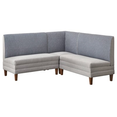 Lifestorey Phillips 3pc Upholstered Breakfast Nook Set Gray