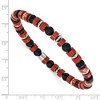 Chisel Stainless Steel Polished 6.30mm Red Agate and Black Onyx Beaded 7.5" Stretch Bracelet - 4 of 4