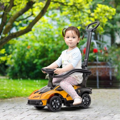 Sillysis 2-in-1 Licensed Lamborghini Stroller Sliding Car, Push-Along with Under Seat Storage Horn Engine Sound and Steering Wheel