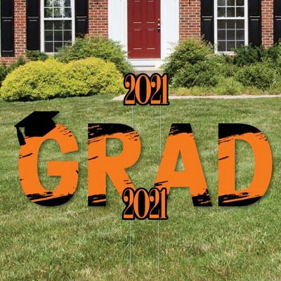 Big Dot of Happiness Orange Grad - Best is Yet to Come - Yard Sign Outdoor Lawn Decorations - Orange 2021 Graduation Party Yard Signs - Grad