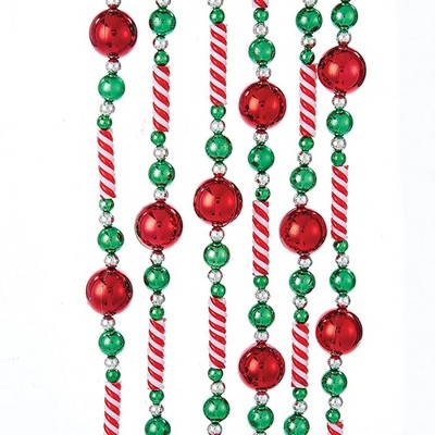Festive 8-Foot Red and Green Candy Bead Garland