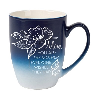 Elanze Designs Mom You Are The Mother Everyone Wishes They Had Two Toned Ombre Matte Navy Blue and White 12 ounce Ceramic Stoneware Coffee Cup Mug