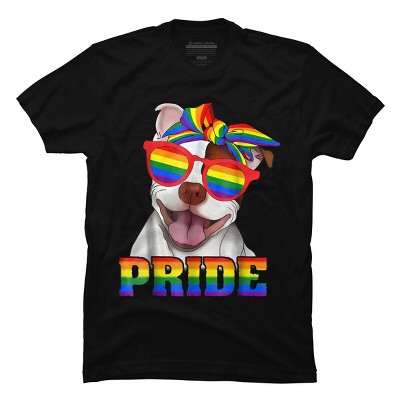 Adult Design By Humans Pit Bull Rainbow Pride Dog By Luckyst T-Shirt