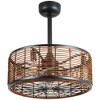 POWLIG 18.11" Industrial Ceiling Fan with Bamboo Rattan Woven Metal Frame & Remote Control – Vintage Style, Adjustable Speeds, Timer - 2 of 4
