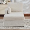 Hrinhom 63.4"W Sofa Bed,Upholstered Chaise Lounge with Cushions-Ivory - 3 of 4