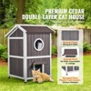 VEVOR Outdoor Cat House Weatherproof, Feral Cat Shelter for Multiple Cats, 2-story Large Outdoor Wooden Cat House with Doors, 23"L x 26"W x 36"H - 3 of 4