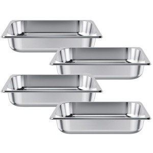 4 Pack Stainless Steam Hotel Pan, 1/2 Size, 2.5 Inch Deep Stainless Steel Anti-Jam Steam Table Pans - 1 of 4