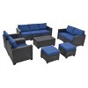 ELJGET 10PCS Outdoor Patio Wicker Furniture Set Cushioned Sectional Sofa Storage Coffee Table Navy Blue Cushion - 4 of 4