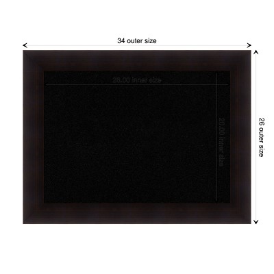 Espresso Brown Wood Framed Black Cork Bulletin Board 34 x 26