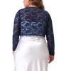 Agnes Orinda Women's Plus Size Long Sleeve Lace Sheer Shrug Open Front Crop Cardigans - 4 of 4