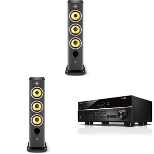 Focal Aria K2 926 Ash Grey (Limited Edition) 3-Way Floorstanding Audiophile Tower Speaker - PAIR, with RX-V385 5.1 Channel 4K AV Receiver - 1 of 4