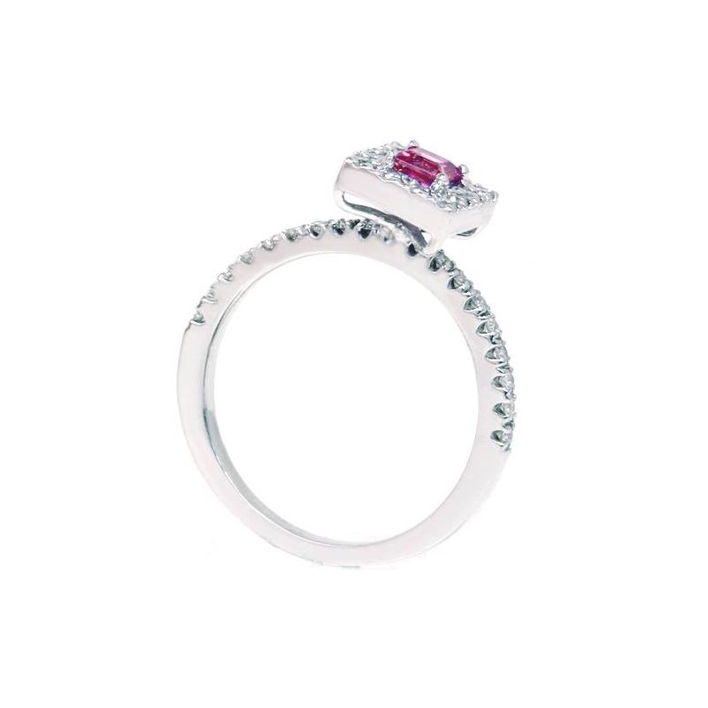 Pompeii3 1/2ct Pink Sapphire Princess Cut Diamond Ring 14K White Gold, 3 of 5