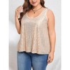 MISSKY Womens Plus Size Sequin Tank Tops Scoop Neck Sleeveless T-shirts Tops Sexy Sparkle Shimmer Tunic Tops - 2 of 4