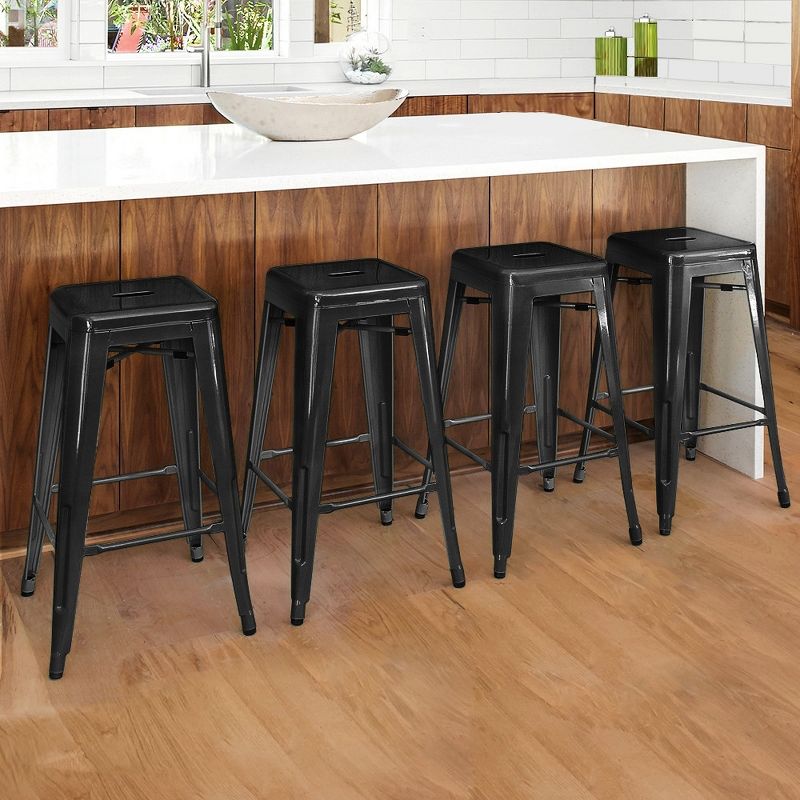 Yaheetech Set of 4 Metal Backless Counter Height Bar Stools Stackable Chairs, 3 of 9