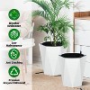 Tall Planters Set of 2, Large Flower Pot Outdoor and Indoor with 2 Trays and a Water Level Monitor and Wheels - 2 of 4
