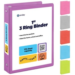 3 Ring Binder Clear View Cover with 2 Inside Pockets, Colored School Supplies Office and Home Binders – by Enday - 1 of 4
